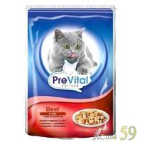 PreVital пауч для кошек говядина в желе 100гр