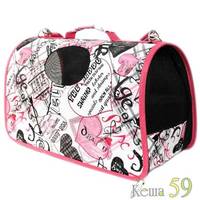 Keiko Сумка бело-розовая с сердцем L 50x22x30см