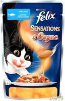 Felix Sensations для кошек треска с томатами в соусе 85гр