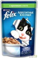 Felix Аппетитные кусочки для кошек кролик в желе 85гр