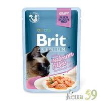Brit Premium пауч для кошек лосось в соусе 85 гр