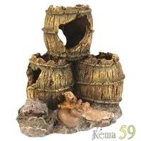 DEZZIE Декор для аквариума Три бочки 13x9x12 см