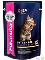 Eukanuba Cat паучи корм для котят с курицей в соусе 85 г