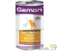 Gemon Dog Medium консервы для собак средних пород кусочки курицы с индейкой 1250г