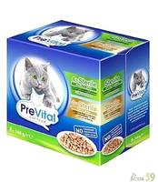 PreVital Набор паучей для стерилизованных кошек с птицей и печенью в соусе 8x100 гр