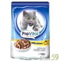 PreVital пауч для кошек курица в соусе 100гр