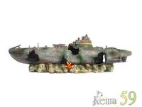 Декор для аквариума Подводная лодка 58x10x18см